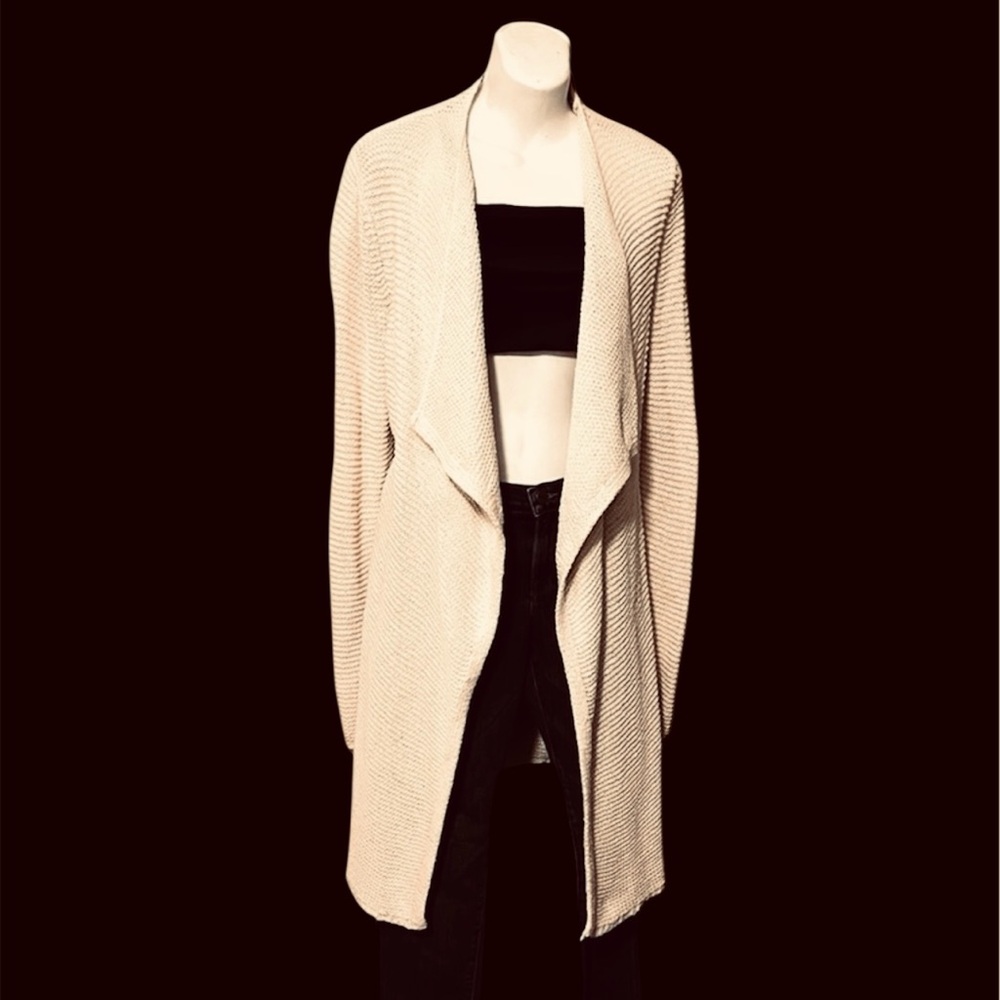 Nordstrom Women’s Caslon Cotton Blend Soft Pink Nude Long Cardigan Sweater XS